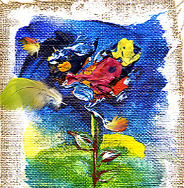 Acryl und Federn, Assemblage